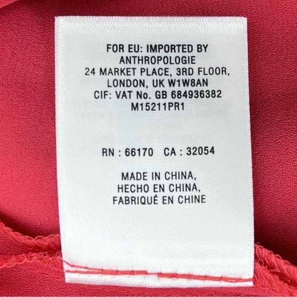 Anthropologie Meadow Rue Red Chiffon Roll-Tab Sleeve Popover Tunic Blouse Top - Picture 9 of 10